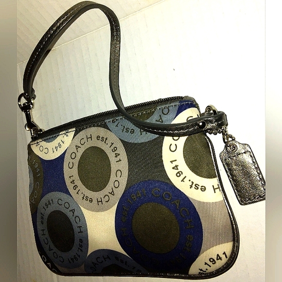 Brand New☆Rare COACH Soho Snaphead Small Sateen Wristlet ~Blue/Silver~ - Picture 2 of 14